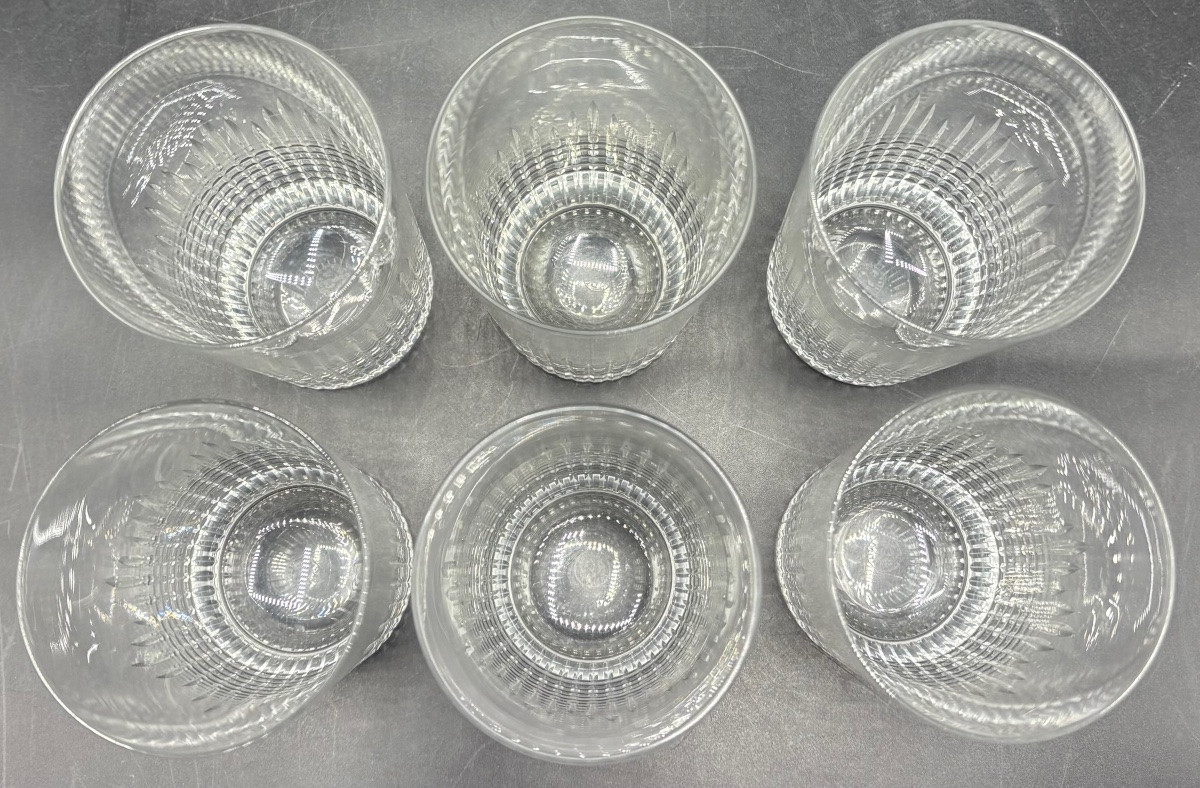 Une Série De Six Verres A Orangades En Cristal Soufflé Taillé Baccarat Vers 1940-photo-3