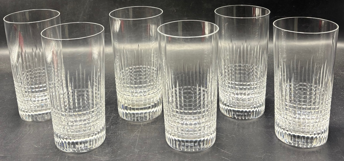 Une Série De Six Verres A Orangades En Cristal Soufflé Taillé Baccarat Vers 1940