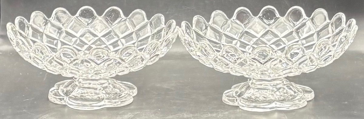 Paire De Coupes En Cristal Soufflé Moulé Baccarat Vers 1930-photo-2