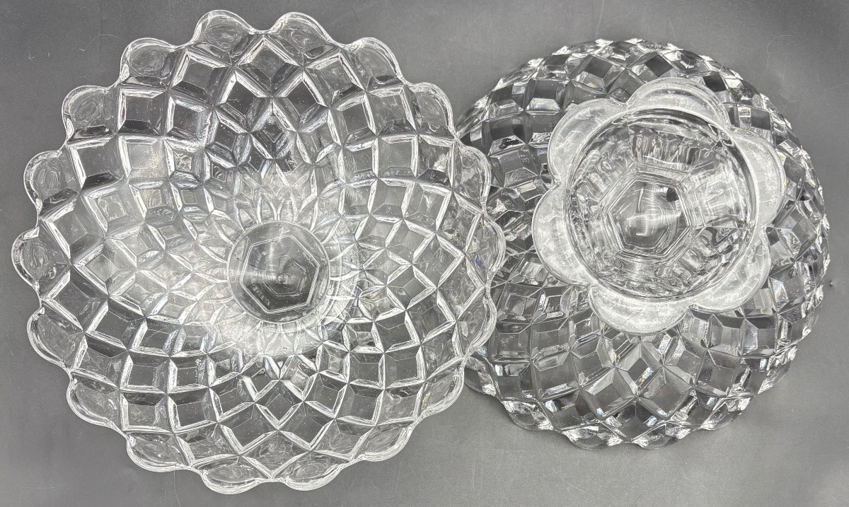 Paire De Coupes En Cristal Soufflé Moulé Baccarat Vers 1930-photo-4