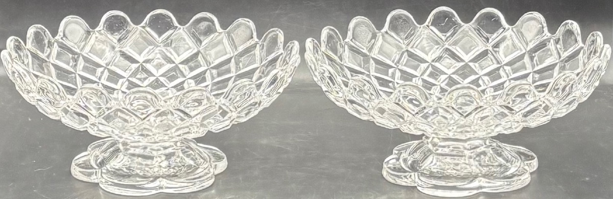 Paire De Coupes En Cristal Soufflé Moulé Baccarat Vers 1930