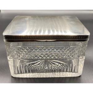 Nineteenth Century Crystal And Sterling Silver Biscuit Box