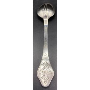 Table Spoon In Sterling Silver 15th Century French Rat Tail Model