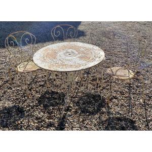 Painted Wrought Iron Garden Furniture, French Around 1960