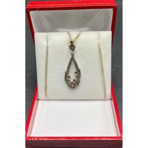 Pendant In Sterling Silver And Marcasite, French From The 1900s