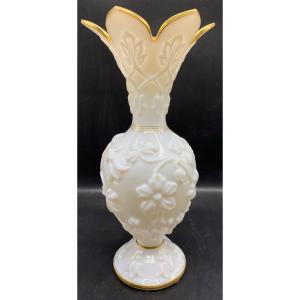 Saint Louis Golden Molded Blown Opaline Vase Circa 1840