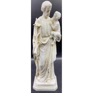 Sujet Religieux Saint Joseph Et L’enfant Porcelaine De Saxe Vers 1930