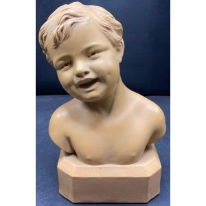 1930s Terracotta Bust Of A Young Boy By D. Daniel