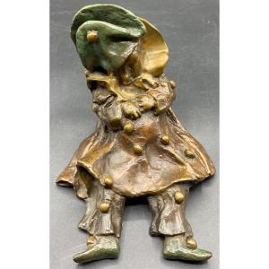 Subject Little Sleeping Clown In Lost Wax Bronze Numbered By Yvette Lamoureux Dated 1992