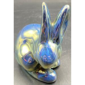 Rabbit Subject In Stoneware And Metallic Enamel From Rambervillers Circa 1900