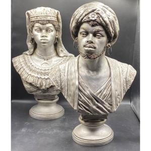 A Pair Of 1920s Silver Plated Terracotta Busts By 