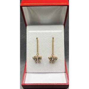 Pair Of 1920s French Cultured Pearl And Vermeil Earrings