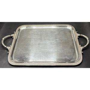 Large Solid Silver Serving Tray By Queille 1880s/90s