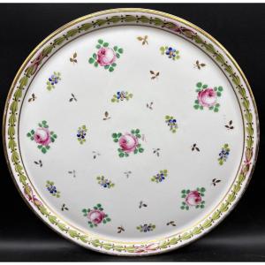 Round Tray In Painted And Gilded Enameled Porcelain G. Broyer In Limoges Around 1900