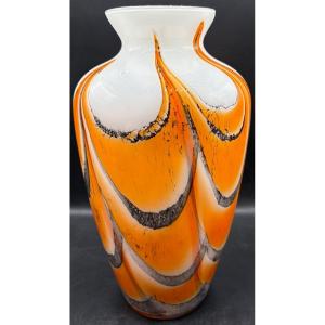 Vase En Verre Et Pâte De Verre à Couches Multiples Murano Des Années 1950/60