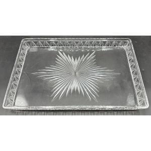 Large Baccarat Cut Blown Crystal Tray, Late 19th Century