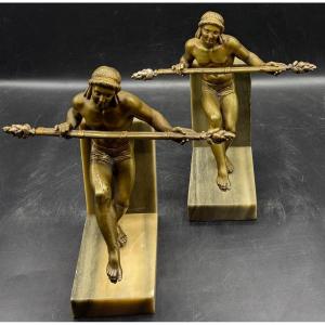 Pair Of Bronze Bookends Circa 1880 French 