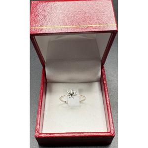 1940s European Sterling Silver And Diamond Engagement Ring