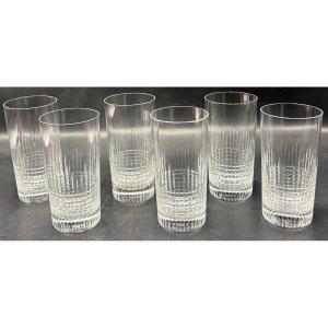 A Set Of Six Baccarat Cut And Blown Crystal Orange Juice Glasses, Circa 1940