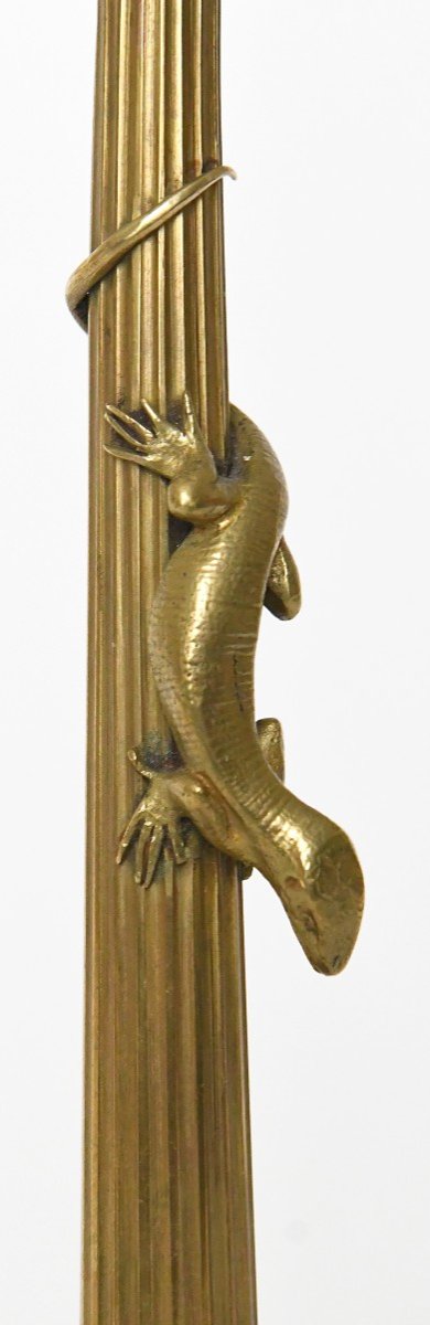 Pair Of Gilded Bronze Candlesticks Decorated With Lizards-photo-4