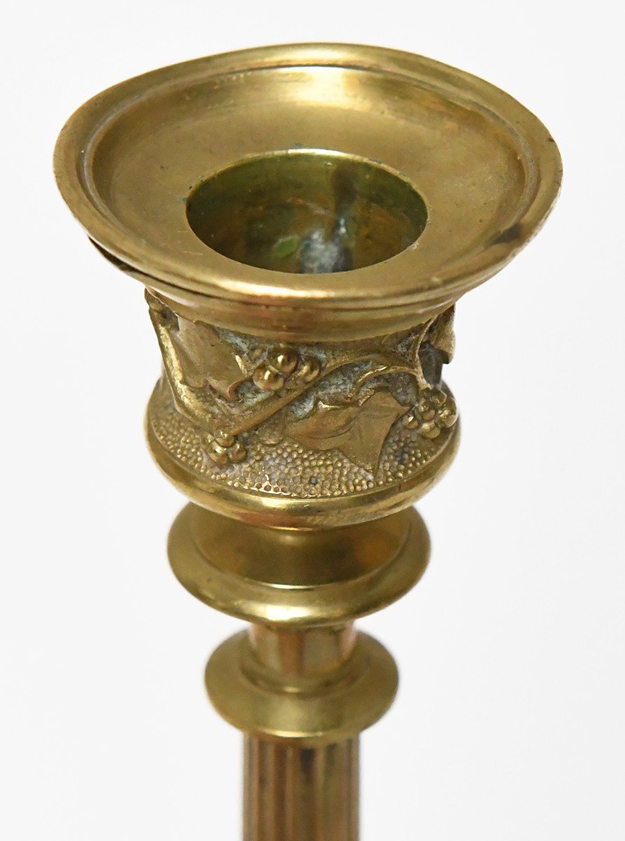 Pair Of Gilded Bronze Candlesticks Decorated With Lizards-photo-3