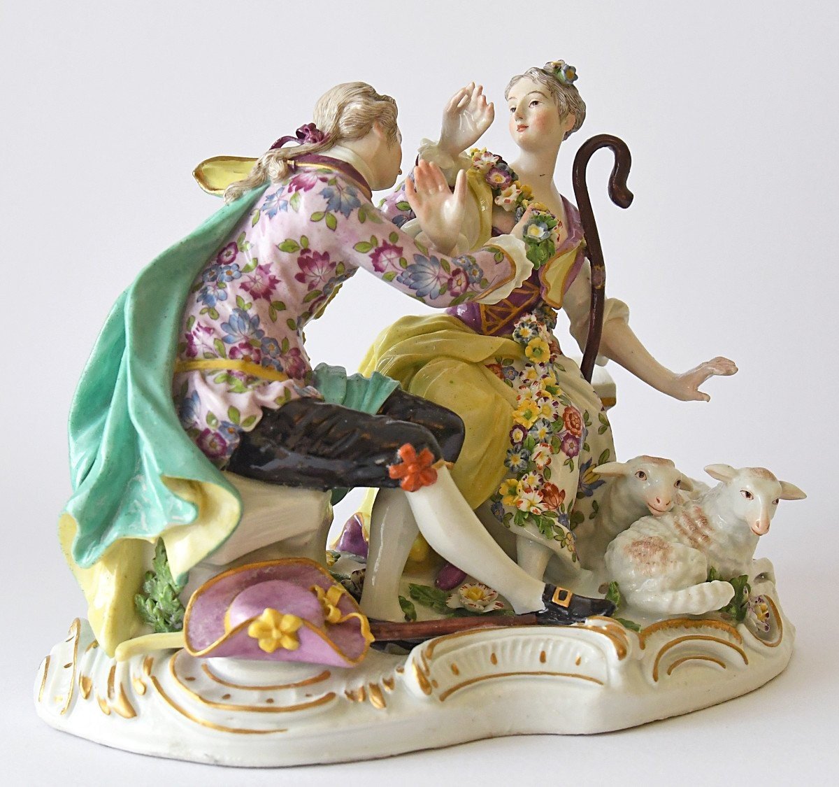 Samson Porcelain Group Representing A Couple Of Shepherdesses-photo-3