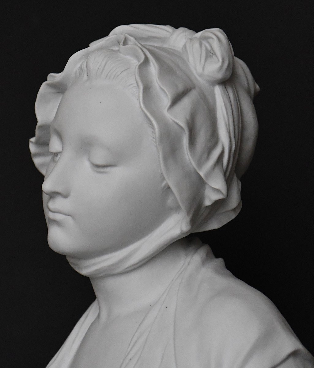 Laurent Eugène (1832-1898) Bust Of A Young Girl In Bisque Porcelain-photo-3