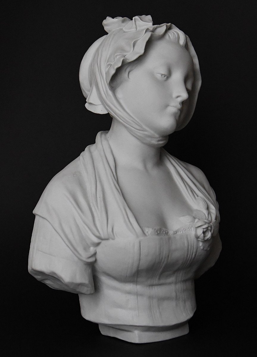 Laurent Eugène (1832-1898) Bust Of A Young Girl In Bisque Porcelain-photo-1