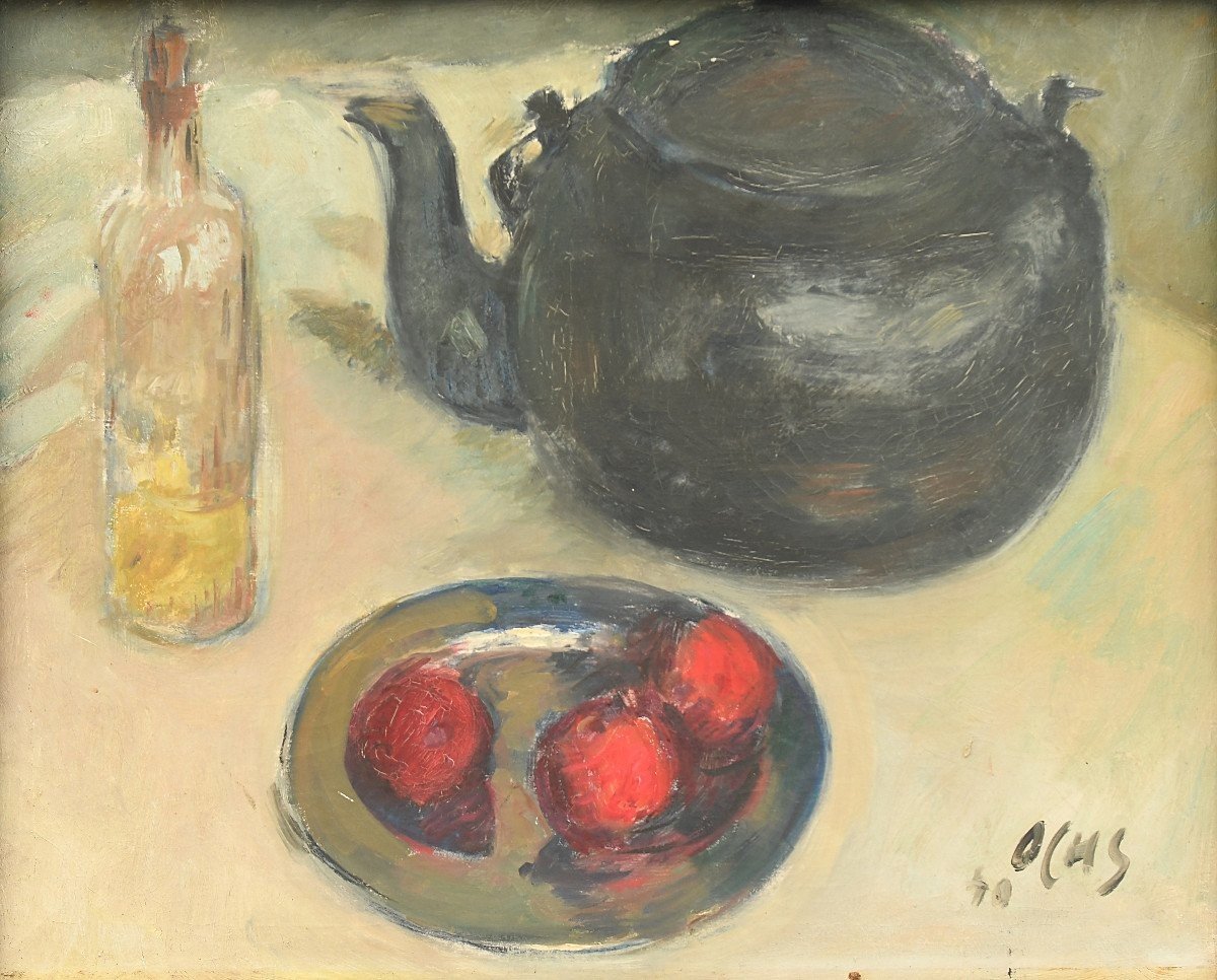 Jacques Ochs (1883-1971) Oil On Canvas "still Life" Signed And Dated Lower Right 1940    -photo-2