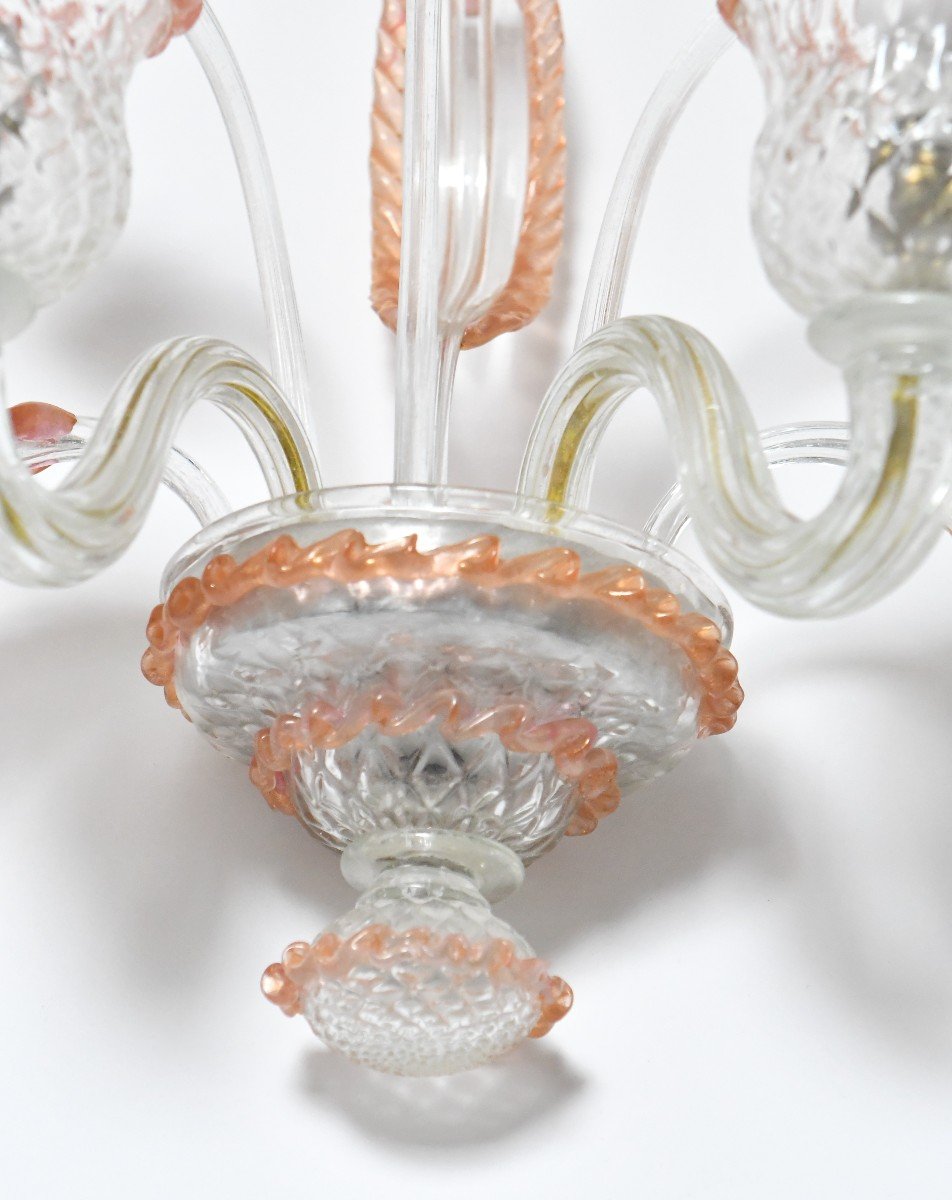 Chandelier With Its Pair Of Murano Glass Sconces-photo-6