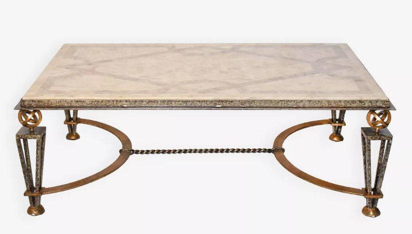 Rectangular Coffee Table In The Style Of Gilbert Poillerat 
