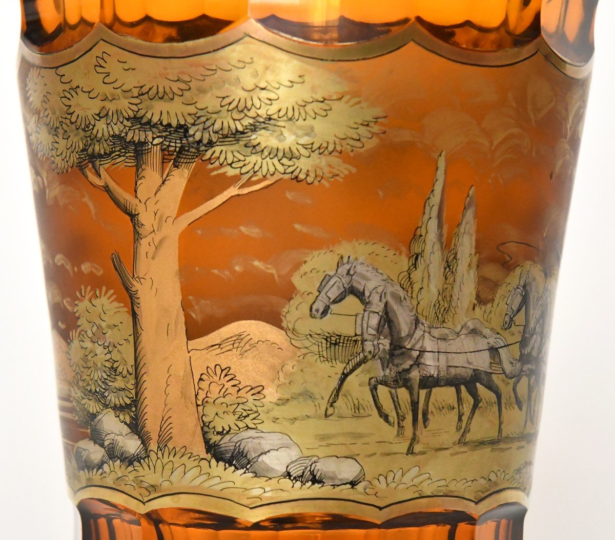 Bohemian Glass Vase Decorated With A Gilding Frieze Representing A Diligent In A Landscape-photo-4