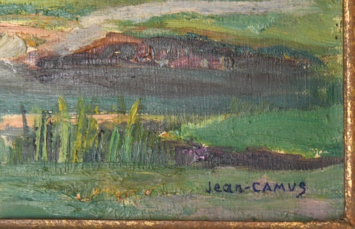 Jean Camus (20th Century) Oil On Canvas The Landscape Of The Lake -photo-3