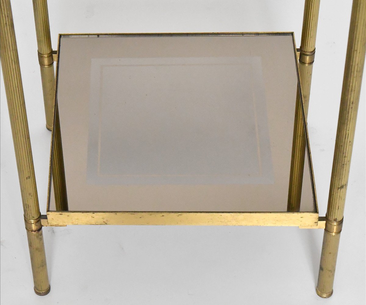 Pair Of 1970 End Tables In Gilded Brass -photo-3