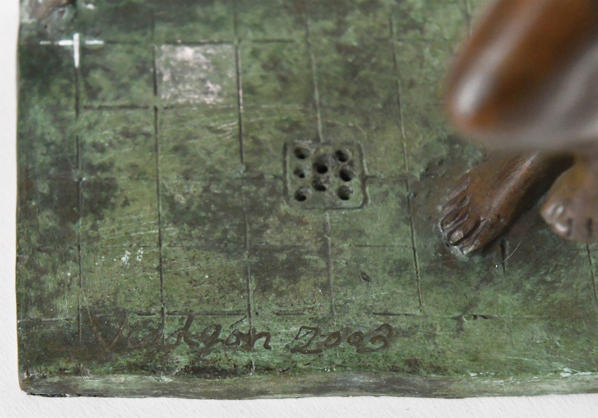 Sculpture en bronze représentant femme nue sous la douche  -photo-7