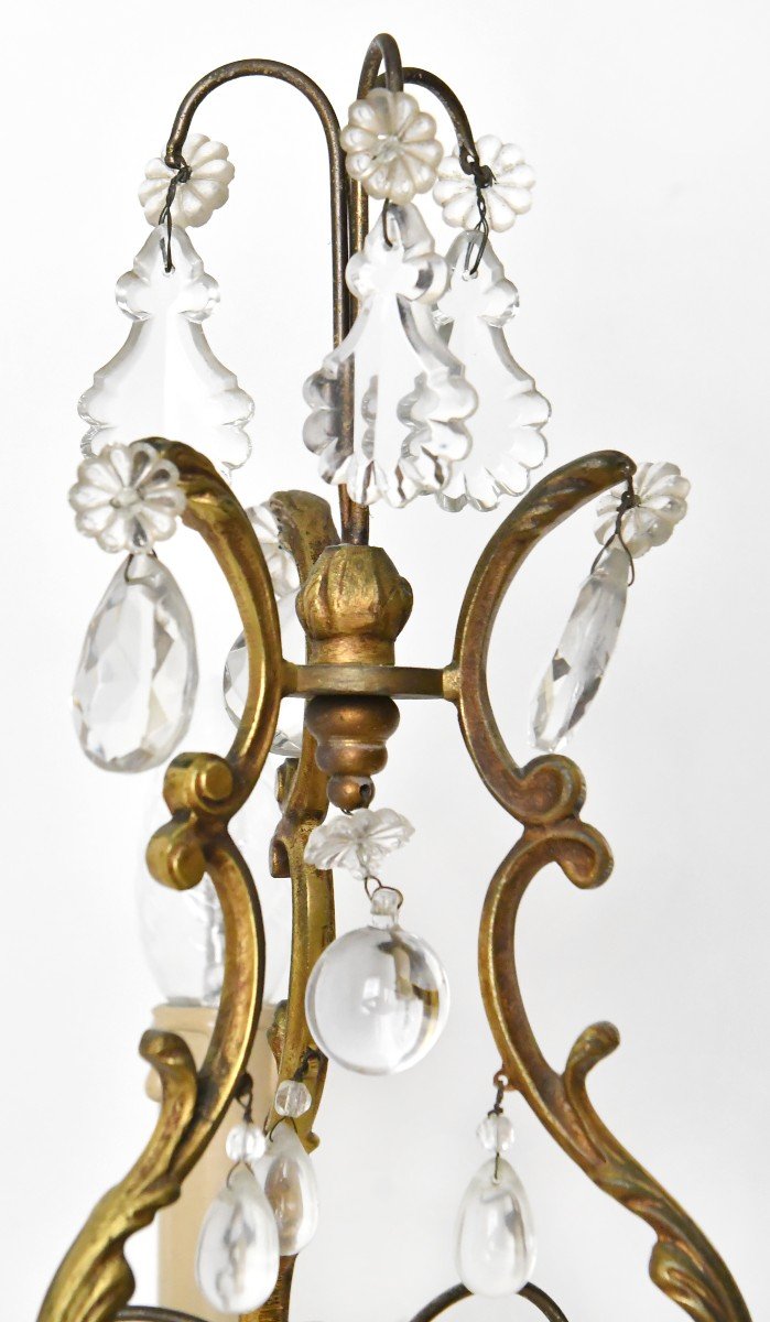 Pair Of Gilded Bronze Candelabras With Three Light Arms-photo-2