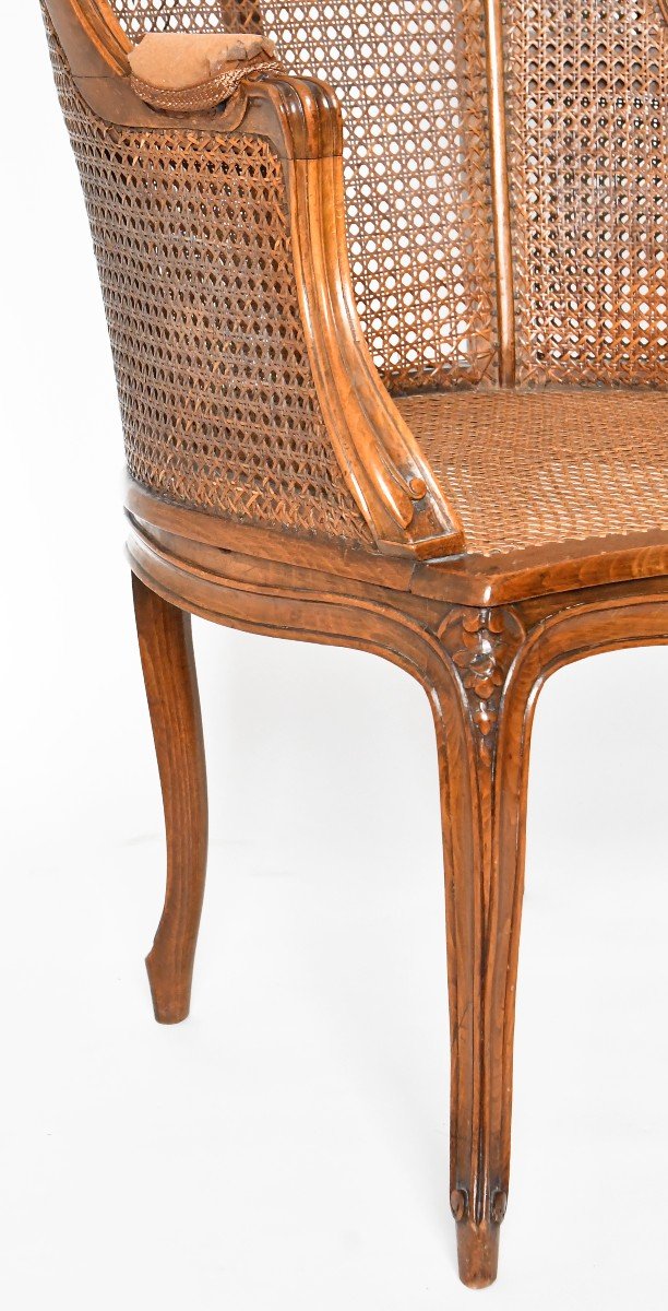 Louis XV Style Caned Wing Chair -photo-2