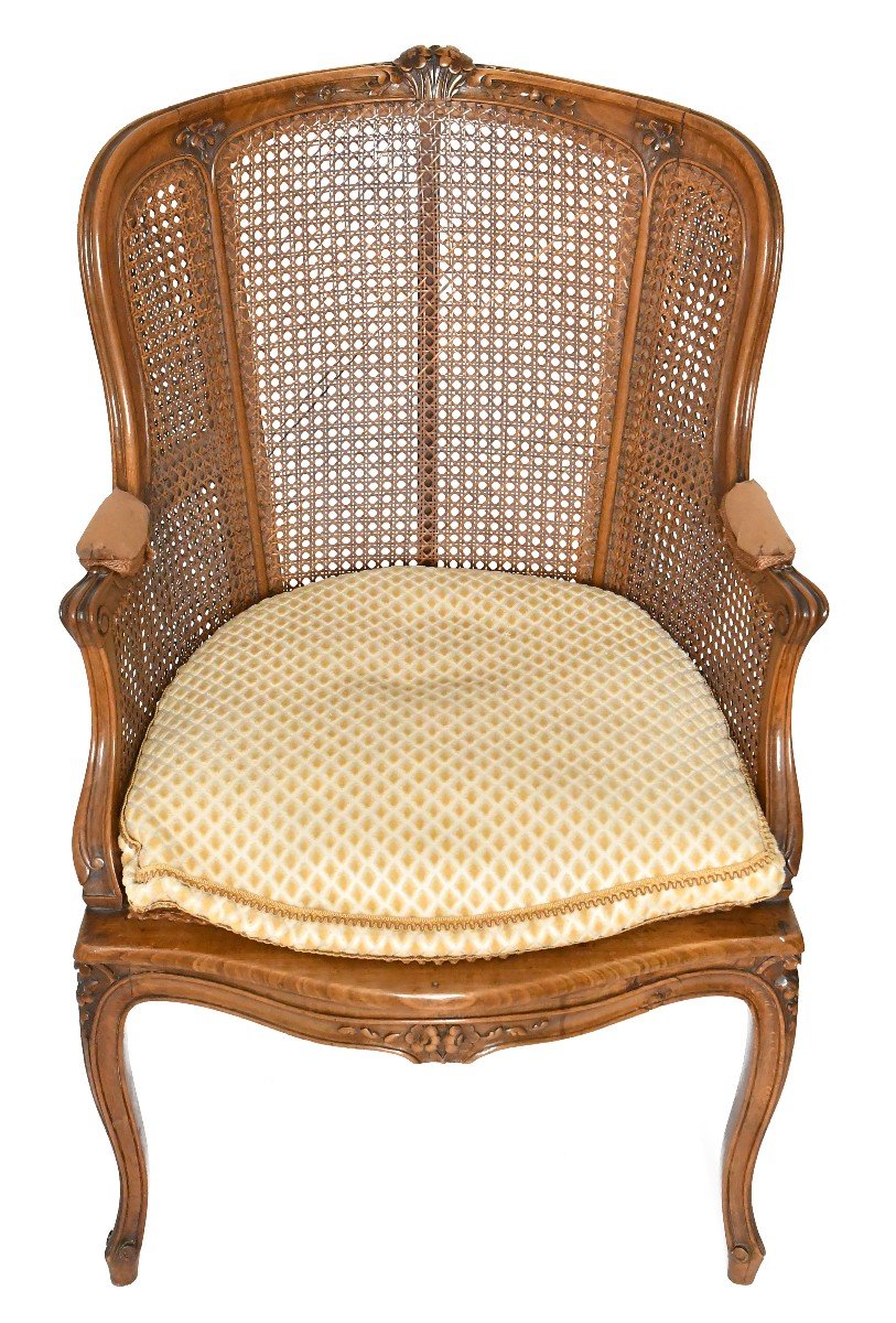 Louis XV Style Caned Wing Chair -photo-2