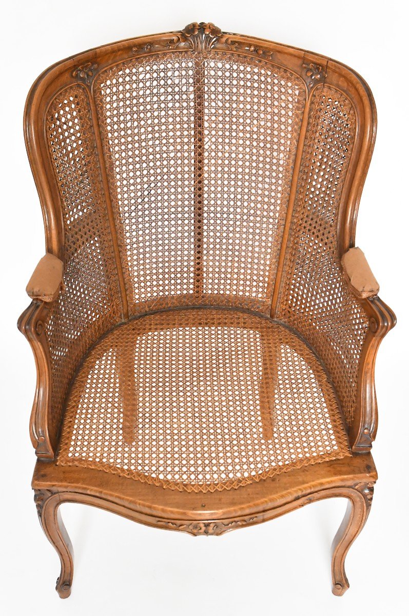 Louis XV Style Caned Wing Chair -photo-3