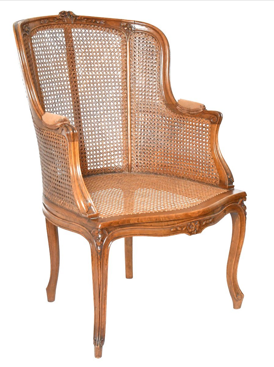 Louis XV Style Caned Wing Chair 