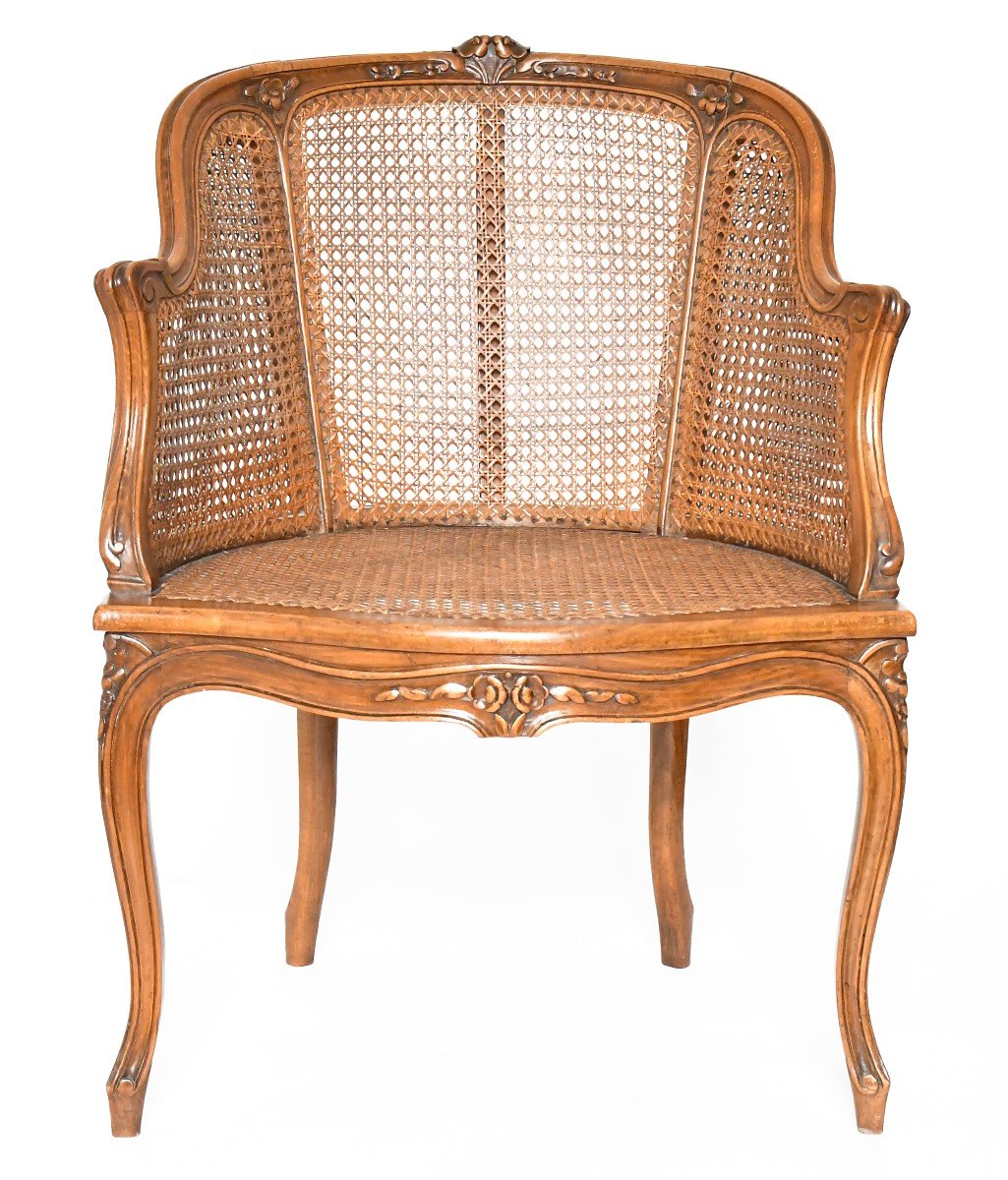 Fauteuil bergère canné de style Louis XV -photo-2