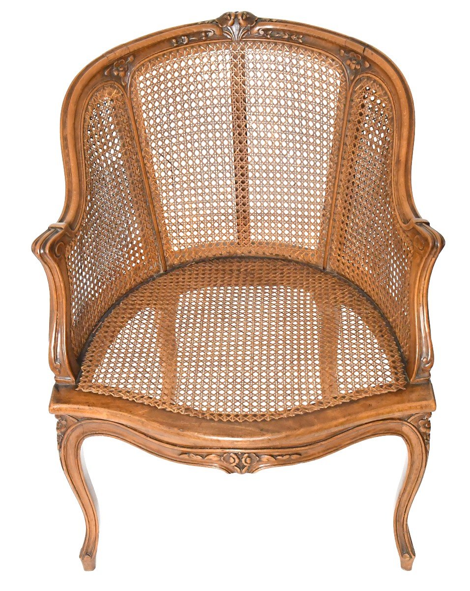 Fauteuil bergère canné de style Louis XV -photo-4