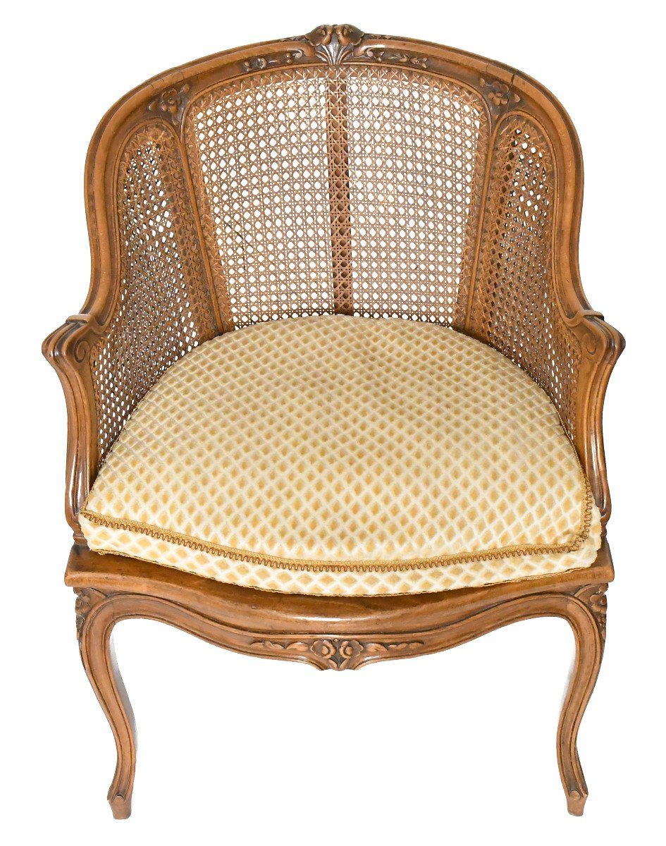 Fauteuil bergère canné de style Louis XV -photo-1