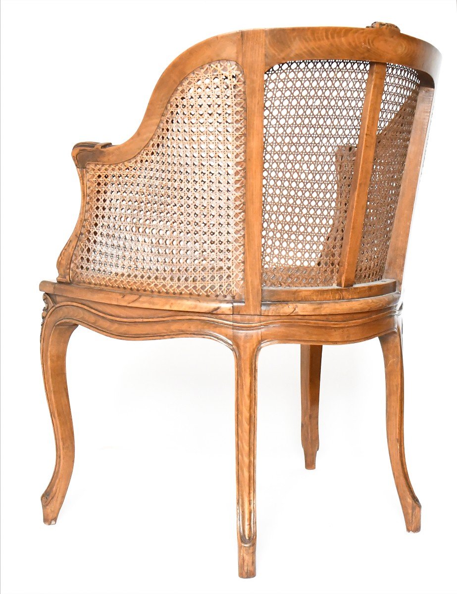 Fauteuil bergère canné de style Louis XV -photo-6