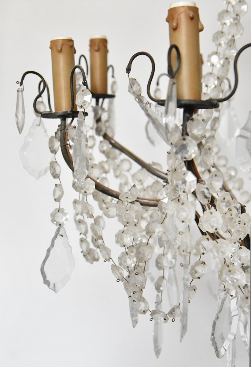 Eight-light Chandelier Decorated With Glass Pendants And Tassels-photo-4