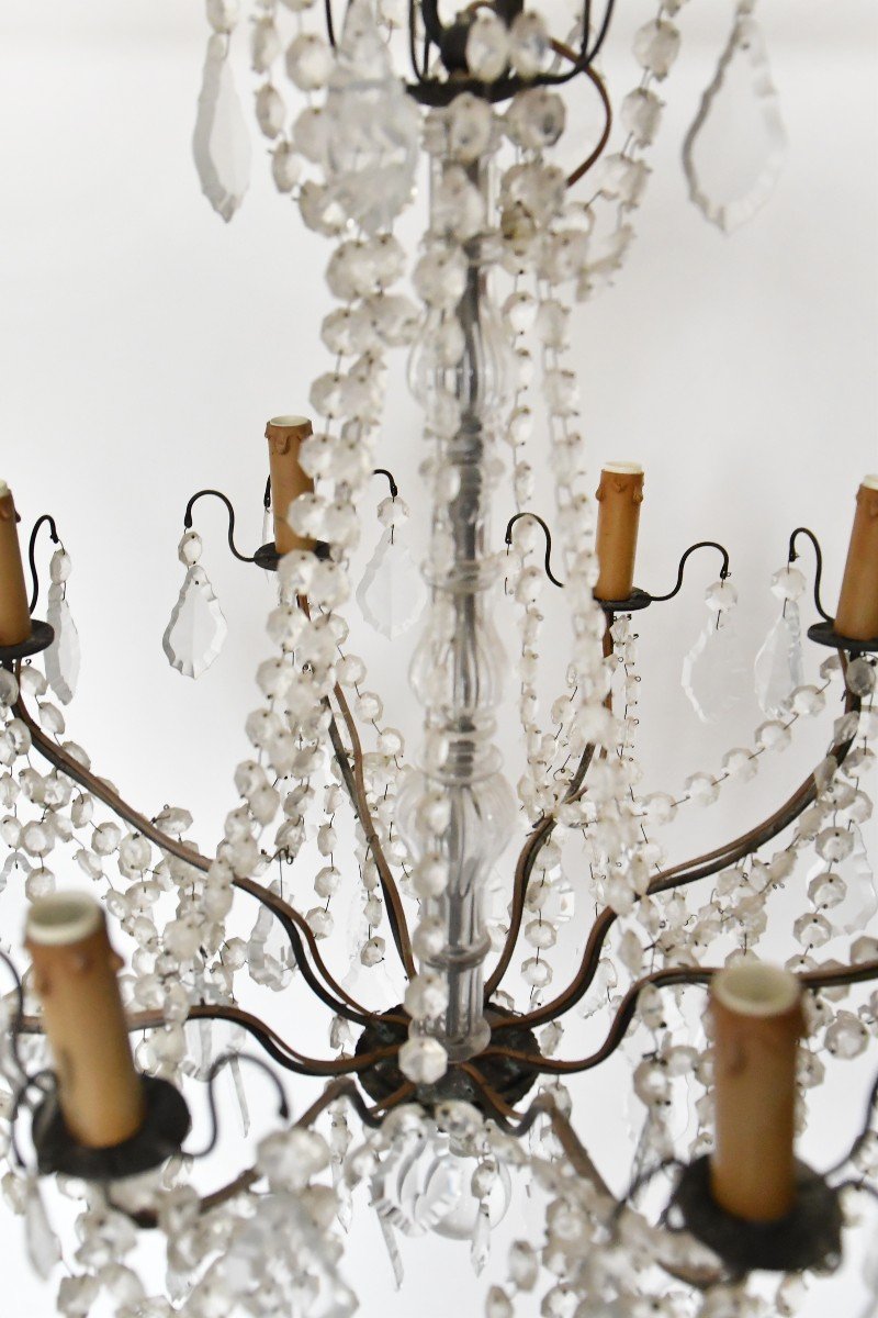 Eight-light Chandelier Decorated With Glass Pendants And Tassels-photo-3