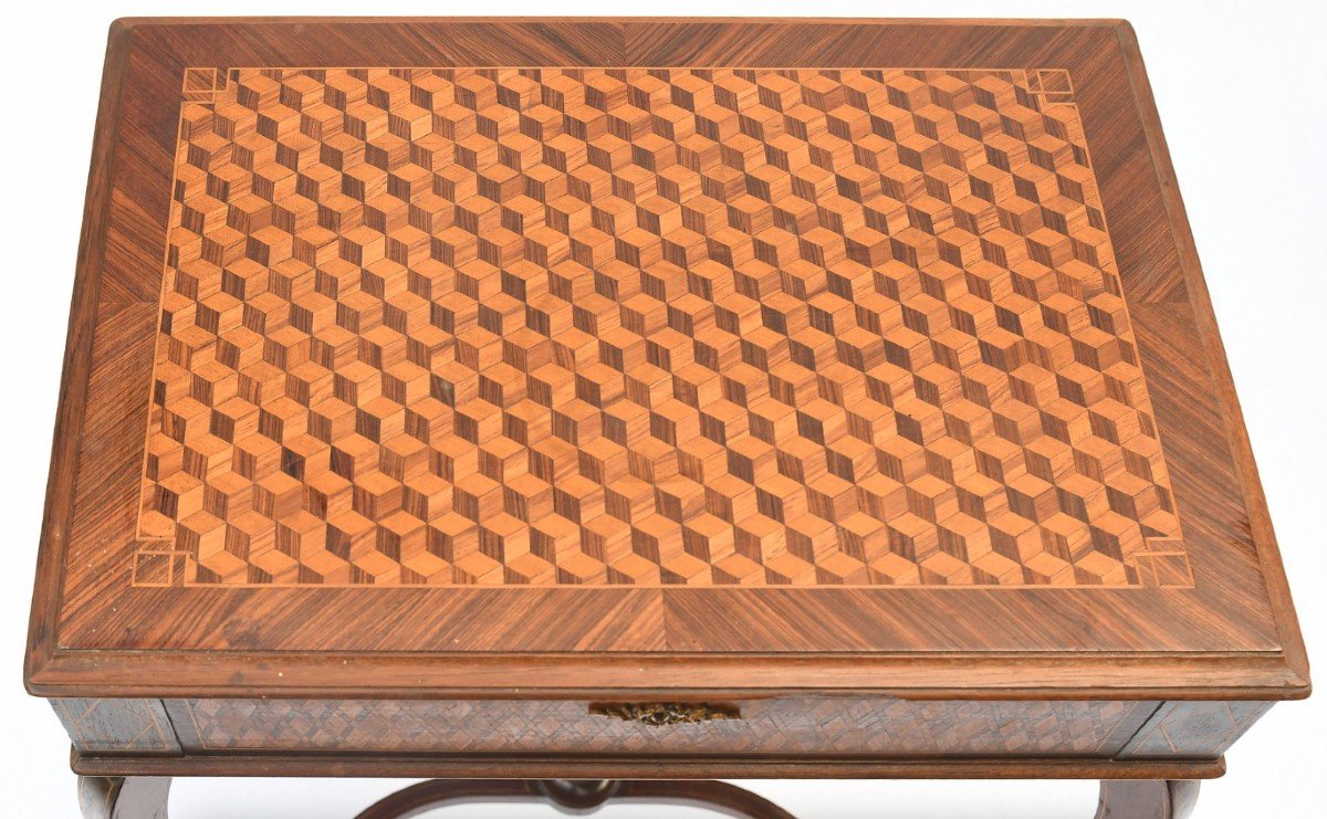 Louis XV Style Worktop In Cube Marquetry-photo-1