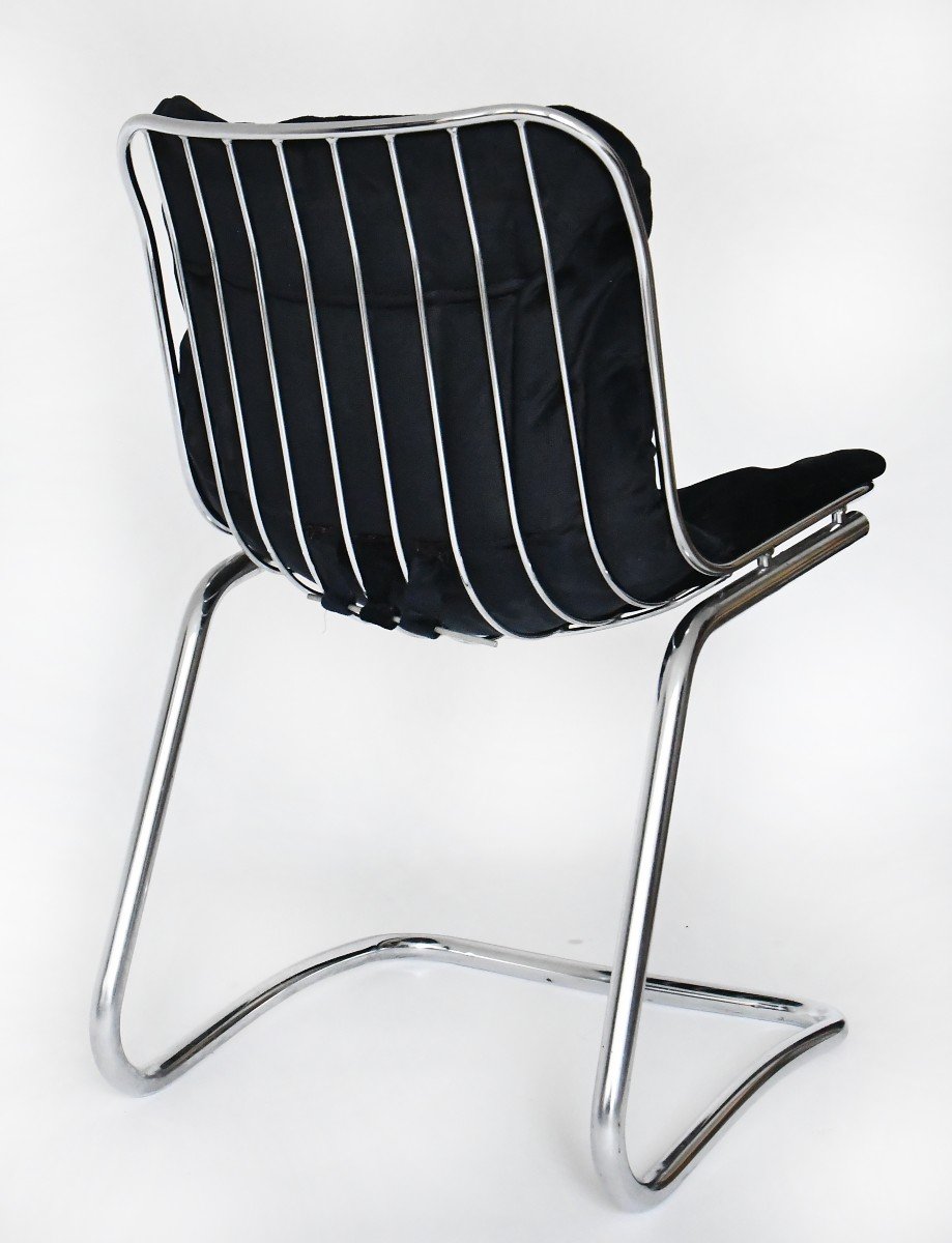 Set Of 4 Chrome Metal Chairs In The Style Of Gastone Rinaldi From The 1970s-photo-2