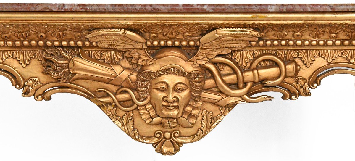 Important Louis XVI Style Console Table Decorated With A Head Of Mercury -photo-2