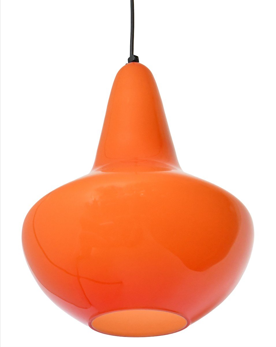 Orange Opaline Pendant Light From The 1960s-photo-4